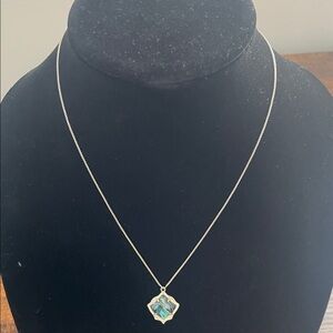 Kendra Scott Silver Necklace with Iridescent Pendant